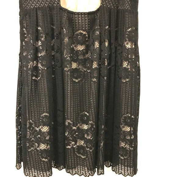 Free People dress women's S black lace brown slip sheer open back romantic event - Picture 4 of 11